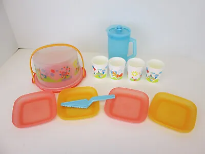 Tupperware Toys Tuppertoys Kids Mini Party Set Play Pitcher Cake Taker Dishes • $35