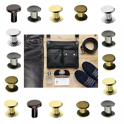 £6.19 • Buy 10-50pcs Flat Belt Screw Leather Craft Chicago Nail Brass Solid Rivets Stud Head