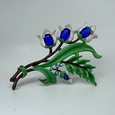 Vintage CHANEL Novelty Co Signed Brooch By Reinad Pot Metal Enamel Flower Deco • $349