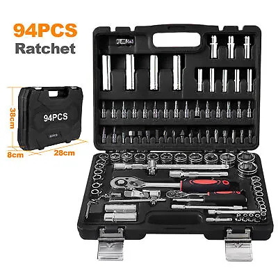 94 PC Mechanics Tools Set Car Repair Tool Kit Set Box For Home Socket Wrench Set • $43.99