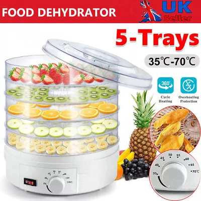 Food Dehydrator 5 Tier Fruit Dryer Meat Drying Machine 350W 35-70°C Temp Adjust • £22.39