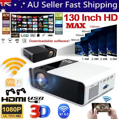 Projector 2300 Lumens 1080P 3D LED 4K Mini WiFi Video Home Theater Cinema HDMI • $118.99