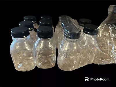 11 Clear Food Grade Plastic Bottles With Black Caps 8oz • $10