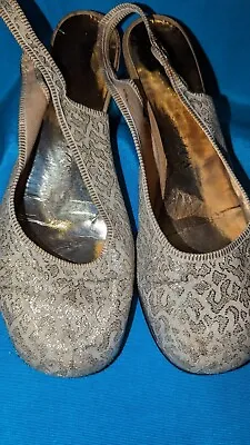 £20 • Buy Vintage 1960s Gold Square Heel Shoes Sz 4.5 5 Prop Costume Stage 