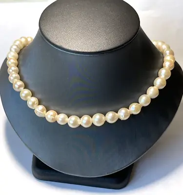 Vintage Japanese Akoya Cultured Baroque 8mm Pearl 13 Inch Choker Necklace Silver • $149