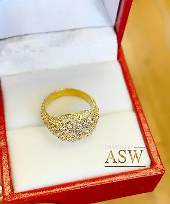 14K Yellow Gold Round Cut Diamond Ring Eternity Style Pinky Micro Pave 1.85ctw • $1675