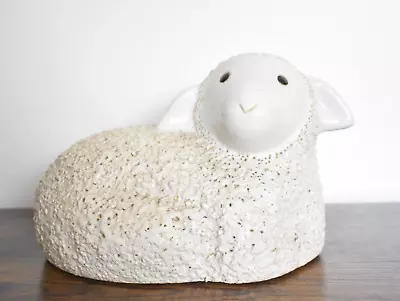 Vintage Studio Pottery Sheep Spring Lamb Figurine With Popcorn Glaze Statue • £39.95