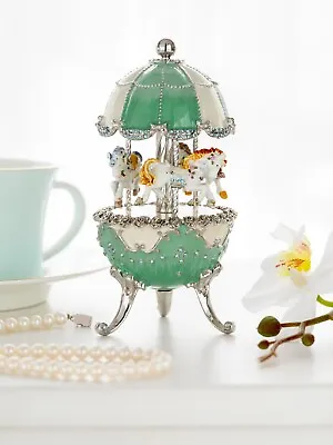 Keren Kopal Carousel Egg With Royal Horses Decorated With Austrian Crystals • $153