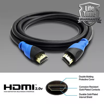 NEW Premium HDMI Cable V2.0 Ultra Speed Gold HDTV UHD HD 2160p 4K@60hz 0.5M-15M • $10.44