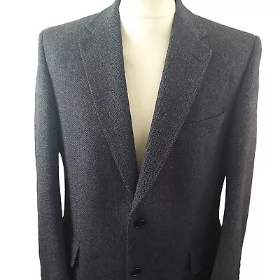 Magee Mens Tweed Blazer Jacket Blue Size 42S Wool Mohair Herringbone 2 Button  • £26.99