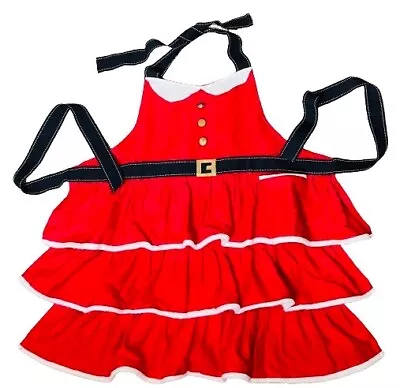 St. Nicholas Square Christmas Mrs. Claus Santa Bib Apron Ruffle Skirt Red OS NEW • $19.99