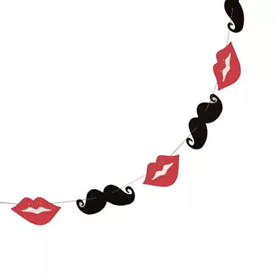 Banners Red Lips Mustache Garland Banner (2M) • $9.15