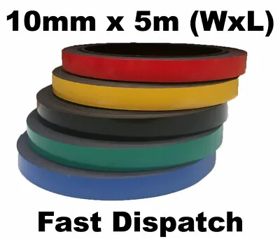 Magnetic Whiteboard Gridding Tape -10mm X 5m (WxL) - Black Red Yellow Green Blue • £4.91