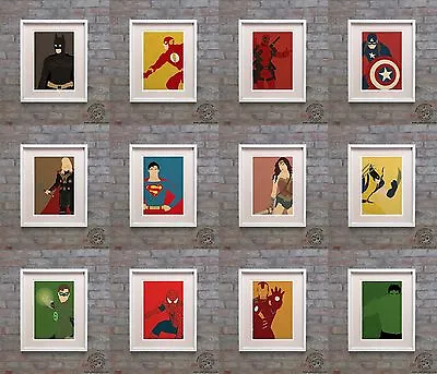 SUPERHEROES - Minimalist Comic Character Movie Posters Minimal Posterity • £10