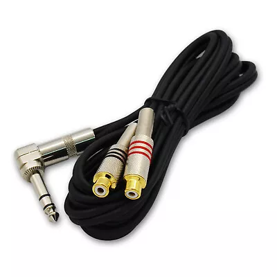 Dual RCA Female Jacks To Male Stereo 6.35mm 1/4  Angle Y Splitter Audio Cable • $26.82