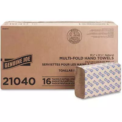 Genuine Joe Multi-Fold Natural Paper Towels 250 Count (Pack Of 16) • $26.09