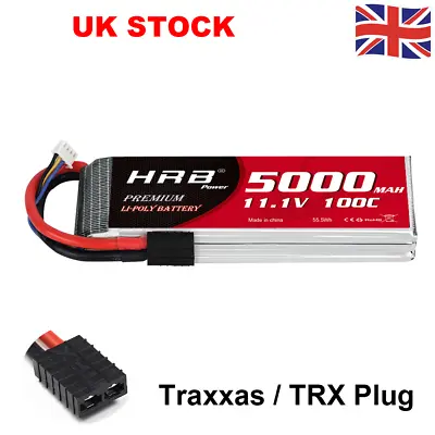 HRB 11.1V 3S 5000mAh LiPo Battery TRX 100C For RC Airplane Truck Buggy Drone UK • £38.99