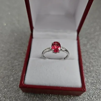 Lab Created Padparadscha Sapphire & Zircon Ring In Platinum Over Sterling Silver • £19.99