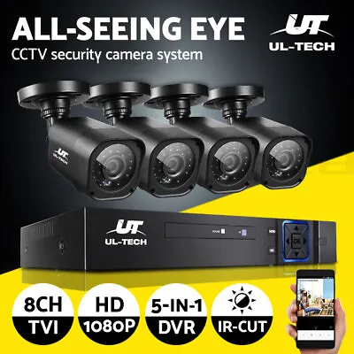 UL-tech Home CCTV Camera Security System 8CH DVR 1080P Outdoor Long Range Kit • $149.95