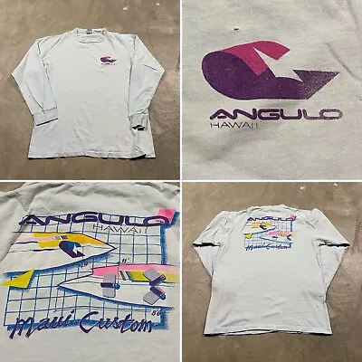 Vintage Hawaii Surf 80s T Shirt Wave Maui Angulo Surfboards S Men’s Neon 90s • $84.99