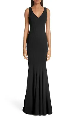 $239.20 • Buy NEW ZAC POSEN Black Pintuck Seamed Ronnie Stretch Twill Knit Mermaid Gown 6 ~ S