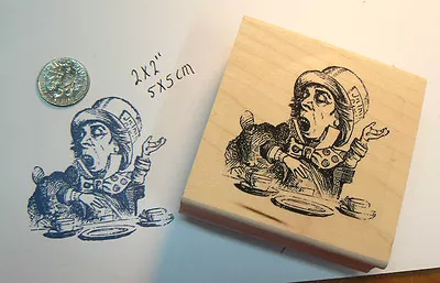 P13 Alice In Wonderland Rubber Stamp  Mad Hatter  WM 2x2  • $12