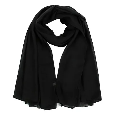 Women's Cotton Scarves Ladies Light Soft Fashion Scarf Neck Solid Wrap Shawl • £5.99