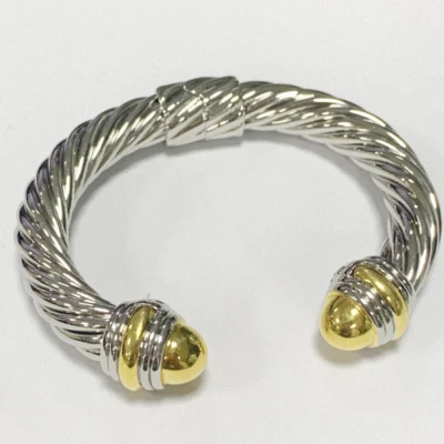 $89.55 • Buy Cable Classics Bracelet In 925 Sterling Silver With 14K Yellow Gold And 10MM