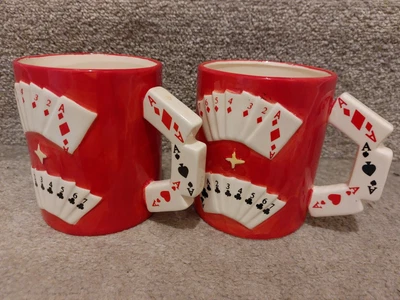 £2 • Buy Novelty Hand Painted Card Suit Large Mugs, 11.5 Cm Tall And  9.5cm Wide