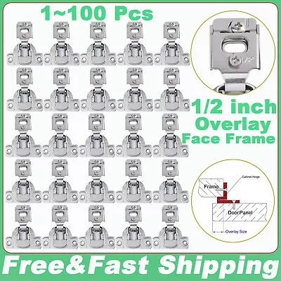 1/2  Overlay Soft Close Face Frame 105° Compact Door Cabinet Hinges Handware Lot • $6.13