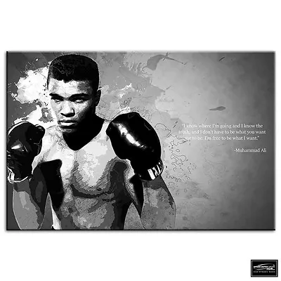 Muhammad Ali Iconic Celebrities BOX FRAMED CANVAS ART Picture HDR 280gsm • £19.99