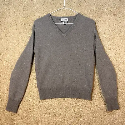 VINTAGE Norm Thompson Mink Wool Blend Sweater Gray Adult Small V Neck Knit • $19.88