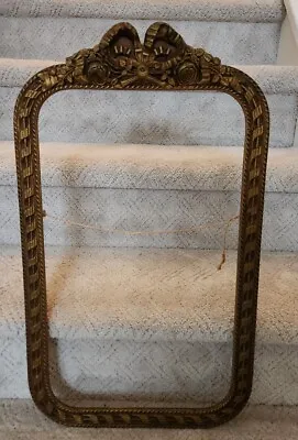 Antique Vintage Gold Carved Ornate Bow Frame For Mirror Art Or Photograph  • $129