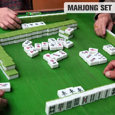 Mini Chinese Mahjong 144 Mahjong Tile Set With Mahjong Mat Travel Board WeIXd • $35.65