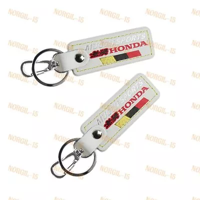 X2 For MUGEN POWER Rectangle White Leather Key Fob Keyring Keychain Tag Lanyard • $17.88