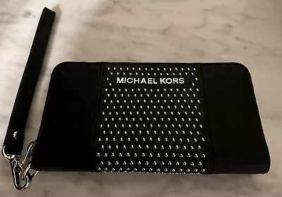 Michael Kors Studded Zip Around Continental Leather Wallet - Black. Never Used • $43.50