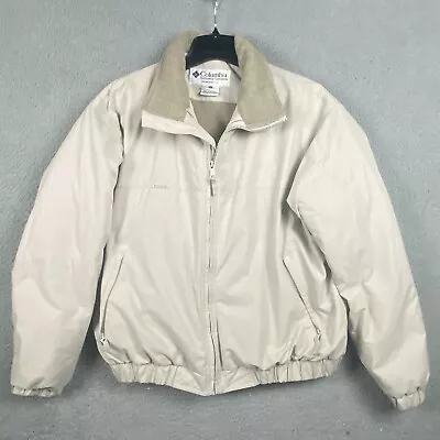 Columbia Jacket Men XL Beige Fleece Lined Bomber Full Zip Coat Winter Golf • $29.95