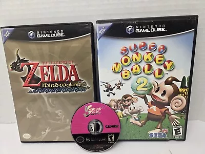 Nintendo Game Cube Game Lot Zelda Windwaker Viewful Joe Monkey Ball • $66