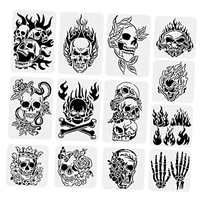  13PCS Skull Pattern Drawing Stencils Skull Flame Scary Halloween-Skull • $21.21