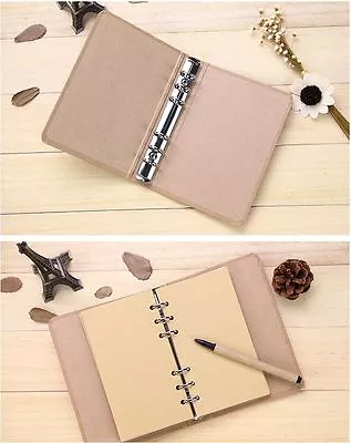 A5 / A6 Blank Kraft Cover 6 Binder Notebook Diary Memo Book + 40Page Kraft Paper • $10.99