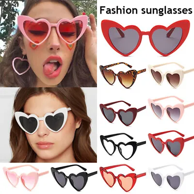 Retro Lolita Love Heart Shape Sunglasses Womens UV400 Cat Eye Vintage Sunglasses • £1.74