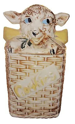Antique McCoy Hand Painted 1950s Cookie Jar Lamb In Wicker Basket Creepy Vintage • $49.99