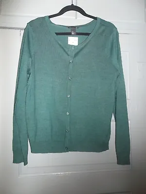 NWT Womens Size M H&M Basic Green Button Down Cardigan Sweater • $18.99