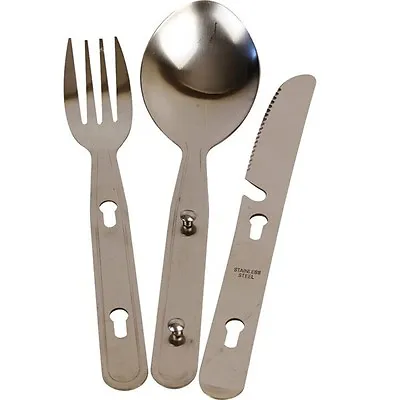 High Quality Army Kfs Steel Cutlery Knife Fork Spoon Camping Cadet Fishing • £4.99