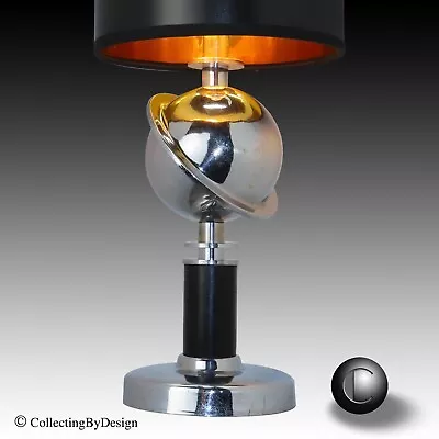 VINTAGE 1933 Worlds Fair Machine Age Deco Ringed Chrome Saturn Lamp  RESTORED • $418.50