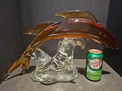 Very Large Vintage Murano Shark Sculpture On Waves  - Excellent!! • $415