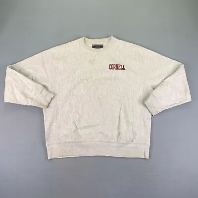 Vintage Cornell Champion Sweatshirt Large Gray Reverse Weave Crewneck Pullover ^ • $59.98