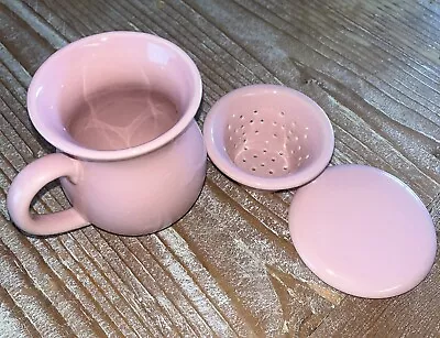 Vintage Chantal Teacup Mug With Lid & Infuser Pink Cup Mug 2003 15oz Coffee Unus • $22