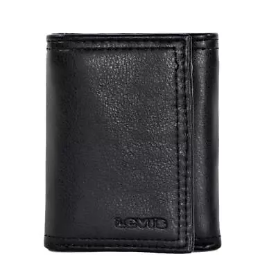 Levi's Men's RFID-Blocking Leather Trifold Wallet With Interior Zipper Black • $24.99