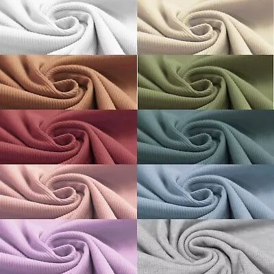 Fine Rib Knit Jersey Fabric 10 X Plain Colours Soft And Stretchy Ribbed Jersey • £7